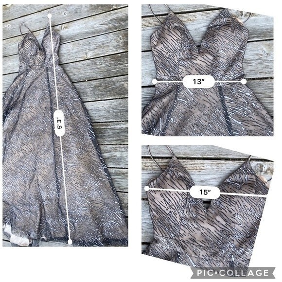 Jovani Silver Glitter Embellished Nude Gown 4 - Picture 5 of 16